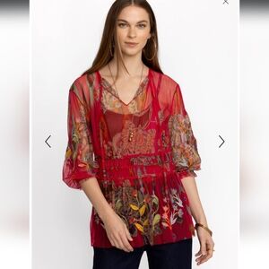 NWT / Johnny Was / Feather Lark Mesh Bohemian Blouse / Small / $248
